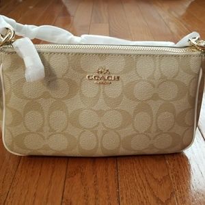 Small Coach Crossbody with handles.  9 x 5 x 3